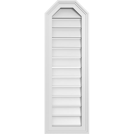 Ekena Millwork Octagonal Top Surface Mount PVC Gable Vent w/ 2"W x 1-1/2"P Brickmould Frame, 12"W x 36"H GVPOT12X3602SF